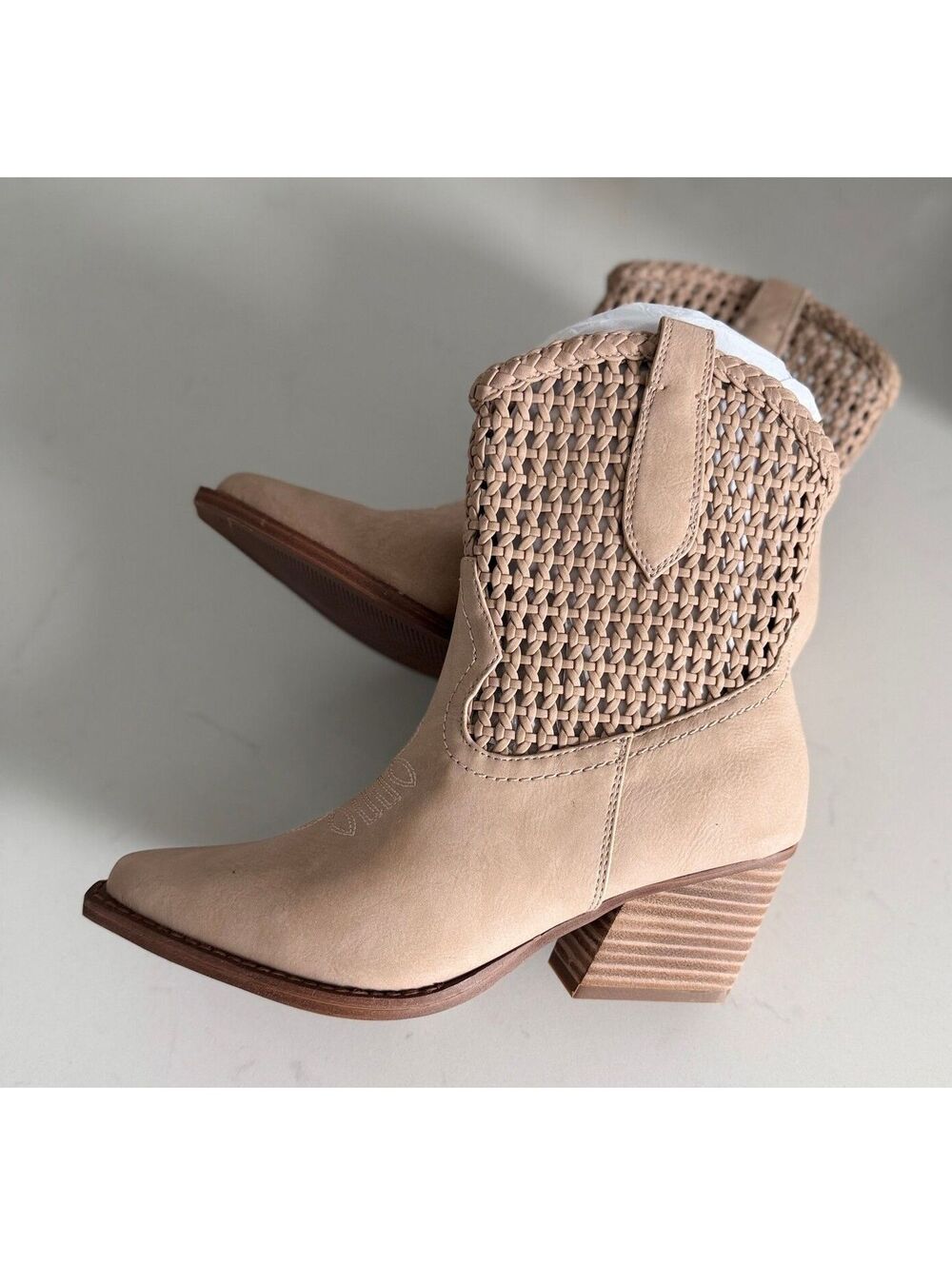 DV Dolce Vita Women's Alessia Woven Pull-On Cowboy Western Booties Size 7